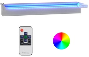 Σιντριβάνι Καταρράκτης Πισίνας με RGB LED 60 εκ Ανοξειδ. Ατσάλι - Ασήμι