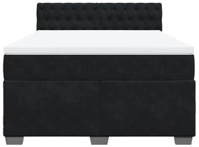 Κρεβάτι Boxspring με Στρώμα Μαύρο 160x200 εκ. Βελούδινο - Μαύρο