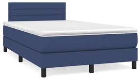 vidaXL Κρεβάτι Boxspring με Στρώμα Μπλε 120x190 εκ. Υφασμάτινο