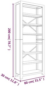 Βιβλιοθήκη με 7 Επίπεδα 80 x 30 x 200 εκ. Μασίφ Ξύλο Ακακίας - Καφέ