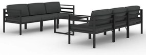 vidaXL Σαλόνι Κήπου 5 Τεμαχίων Ανθρακί Αλουμινίου με Μαξιλάρια