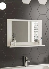 Stewehome Καθρέφτης Μπάνιου Ξύλινος με Λευκό Ράφι 60x45 cm