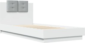 vidaXL Πλαίσιο Κρεβατιού με Κεφαλάρι και LED Λευκό 100 x 200 εκ.