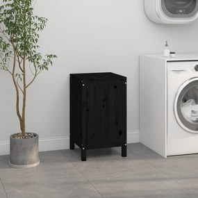 vidaXL Καλάθι Ρούχων Μαύρο 44x44x76 εκ από Μασίφ Ξύλο Πεύκου