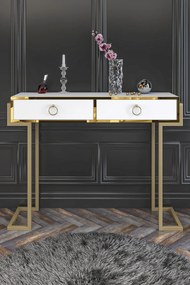 Stewehome Κονσόλα με λευκή και χρυσή βάση Λευκό 125x95x95 cm
