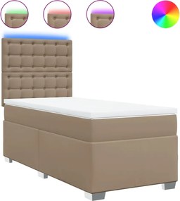 vidaXL Κρεβάτι Boxspring με Στρώμα Καπουτσίνο 90x200εκ.από Συνθ. Δέρμα