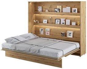 Κρεβάτι - ντουλάπα Concept Pro Lenart AH115, Διπλό, Ανοιχτό καφέ, 160x200, Πλαστικοποιημένη μοριοσανίδα, Τάβλες για Κρεβάτι, 188x211x177cm, 165 kg