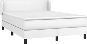 vidaXL Κρεβάτι Boxspring με Στρώμα Λευκό 140x190εκ.από Συνθετικό Δέρμα