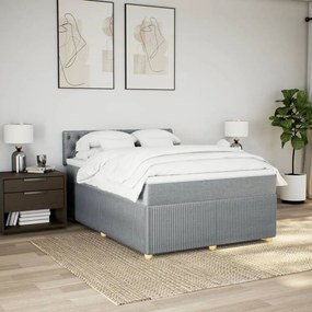 Κρεβάτι Boxspring με Στρώμα Αν. Πράσινο 160x200εκ Υφασμάτινο - Γκρι