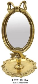 Καθρέπτης Επιτραπέζιος Polyresin Χρυσός Oriana Ferelli® 15,3x15,3x25εκ. XL23117012