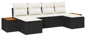 vidaXL Σετ Καναπέ Κήπου με μαξιλάρι 6 pcs Μαύρο Πολυ ράταν