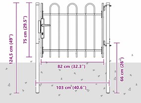 vidaXL Πύλη Φράχτη Γκρι 100 x 75 cm Χάλυβας με Επικάλυψη Πούδρας