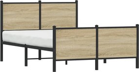 vidaXL Σκελετός Κρεβ. Χωρίς Στρώμα Sonoma Δρυς 120x200 εκ. Μεταλλικό