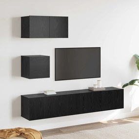 Σετ επίπλου τηλεόρασης 3 pcs Μαύρη Οξυά Επεξεργασμένο ξύλο
