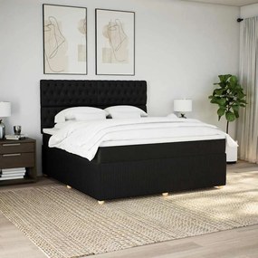 vidaXL Κρεβάτι Boxspring με Στρώμα Μαύρο 180x200 εκ. Υφασμάτινο