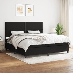 vidaXL Κρεβάτι Boxspring με Στρώμα Μαύρο 200x200 εκ. Υφασμάτινο