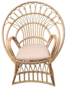 Πολυθρόνα Boloni Inart με μπεζ μαξιλάρι-φυσικό rattan 100x67x120εκ