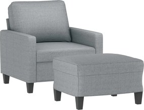 vidaXL Πολυθρόνα Ανοιχτό Γκρι 60 εκ. Υφασμάτινη με Υποπόδιο