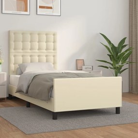 vidaXL Πλαίσιο Κρεβατιού με Κεφαλάρι Κρεμ 100x200 εκ. Συνθετικό Δέρμα