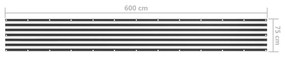 Διαχωριστικό Βεράντας Ανθρακί/Λευκό 75 x 600 εκ. Ύφασμα Oxford - Πολύχρωμο