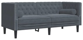 vidaXL Καναπές Chesterfield Σετ 2 Τεμ. με Στηρίγματα Σκ. Γκρι Βελούδο