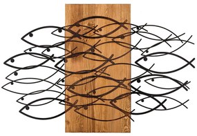 Διακοσμητικό Τοίχου Fish 279ENZ1810 87x58cm Walnut-Black Wallity Metal,Wood