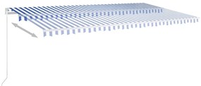 vidaXL Τέντα Συρόμενη Αυτόματη με Στύλους Μπλε / Λευκό 6x3,5 μ.