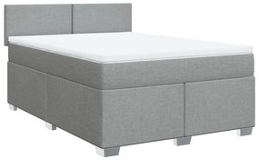 vidaXL Κρεβάτι Boxspring με Στρώμα Ανοιχτό Γκρι 140x200 εκ. Υφασμάτινο