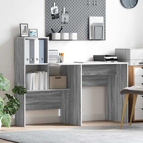 vidaXL Γραφείο Γκρι sonoma 131.5 x 50 x 106.5 εκ. Επεξεργασμένο ξύλο