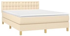 ΚΡΕΒΑΤΙ BOXSPRING ΜΕ ΣΤΡΩΜΑ ΚΡΕΜ 140X190 ΕΚ. ΥΦΑΣΜΑΤΙΝΟ 3140934