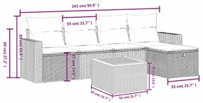 vidaXL Σετ Καναπέ Κήπου 6 τεμ. Μπεζ Συνθετικό Ρατάν με Μαξιλάρια