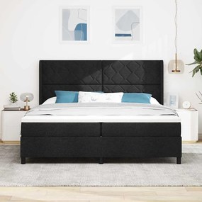 vidaXL LED Κρεβάτι με βάθρο με κεφαλάρι Μαύρο 200 x 200 cm ύφασμα