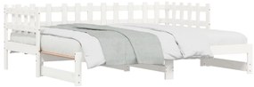vidaXL Καναπές Κρεβάτι Συρόμενος Λευκός 2x(90x200) εκ. Μασίφ Πεύκο