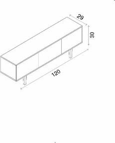 Έπιπλο Τηλεόρασης Μαύρο CLOPRA 120x29x20