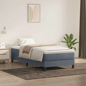 Box Spring Κρεβάτι χωρίς στρώμα Σκούρο γκρι 90x210 cm Βελούδινο - Γκρι