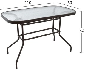 Σετ κήπου Τραπεζαρία HM5189.01 5 τεμ Μεταλλικό Καφέ με Τραπέζι 110x60x72 εκ. &amp; 4 Καρέκλες