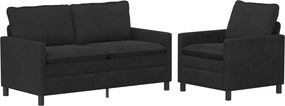 vidaXL Σετ Καναπέ 2 pcs Μαύρο Βελούδο