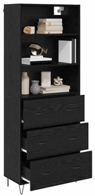 vidaXL Highboard με συρτάρι 2 pcs Μαύρη Οξυά Επεξεργασμένο ξύλο