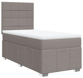 Κρεβάτι Boxspring με Στρώμα Taupe 90x190 εκ.Υφασμάτινο - Μπεζ-Γκρι