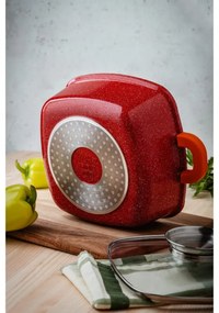 Κατσαρόλα με δοσομετρητή λίπους Oliver Voltz OV54323B26A, 26 cm, 5.4 l, Φινίρισμα γρανίτη, Επαγωγή, Κόκκινο