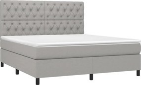 vidaXL Κρεβάτι Boxspring με Στρώμα &amp; LED Αν.Γκρι 160x200εκ. Υφασμάτινο
