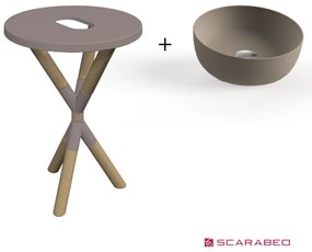 Scarabeo Cross 2501F0-9852 Sand (Μπεζ Ματ) Πάγκος Με Νιπτήρα Glam Sand Ø39εκ.