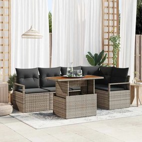 vidaXL Σετ Καναπέ Κήπου με αποθήκευση 6 pcs Γκρι Πολυ ράταν