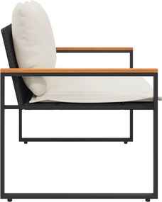 vidaXL παγκάκι Μαύρο και Κρεμ Λευκό 115 x 65 x 72 εκ. Ρατάν