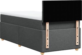vidaXL Κρεβάτι Boxspring με Στρώμα Σκούρο Γκρι 90x190 εκ. Υφασμάτινο