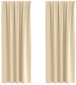 vidaXL Κουρτίνες με κουρτίνες 2 pcs Κρεμ 225 x 140 εκ. Πολυεστέρας