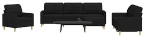 vidaXL Πολυθρόνες Σετ 4 Τεμαχίων Μαύρες από Ύφασμα με Υποπόδια