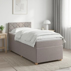 vidaXL Κρεβάτι box spring με στρώμα Taupe 100 x 200 cm Ύφασμα