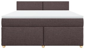 vidaXL Κρεβάτι Boxspring με Στρώμα Σκούρο Καφέ 180x200 εκ Υφασμάτινο