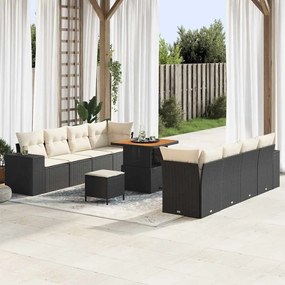 vidaXL Σετ Καναπέ Κήπου 11 pcs Μαύρο συνθετικό ρατάν